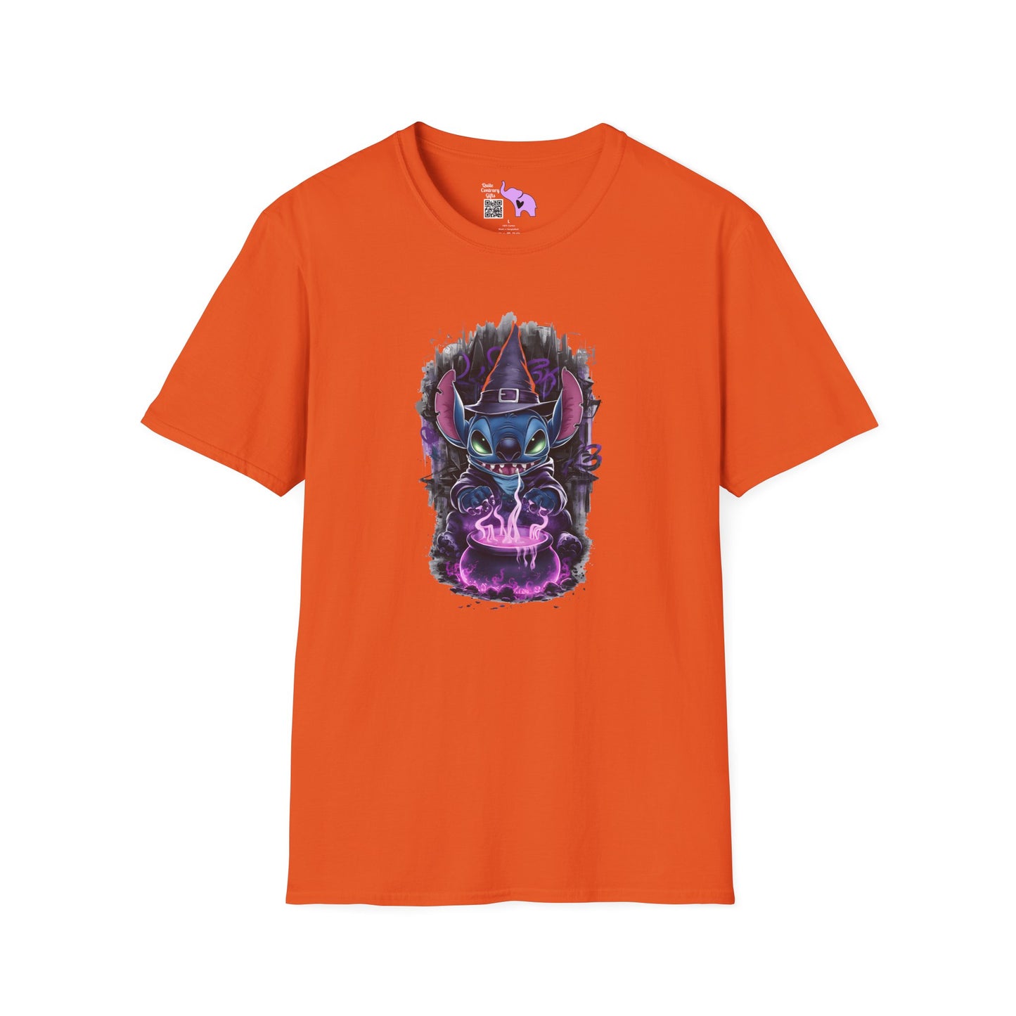 Halloween Stitch w/Purple Cauldron Adult T-shirt