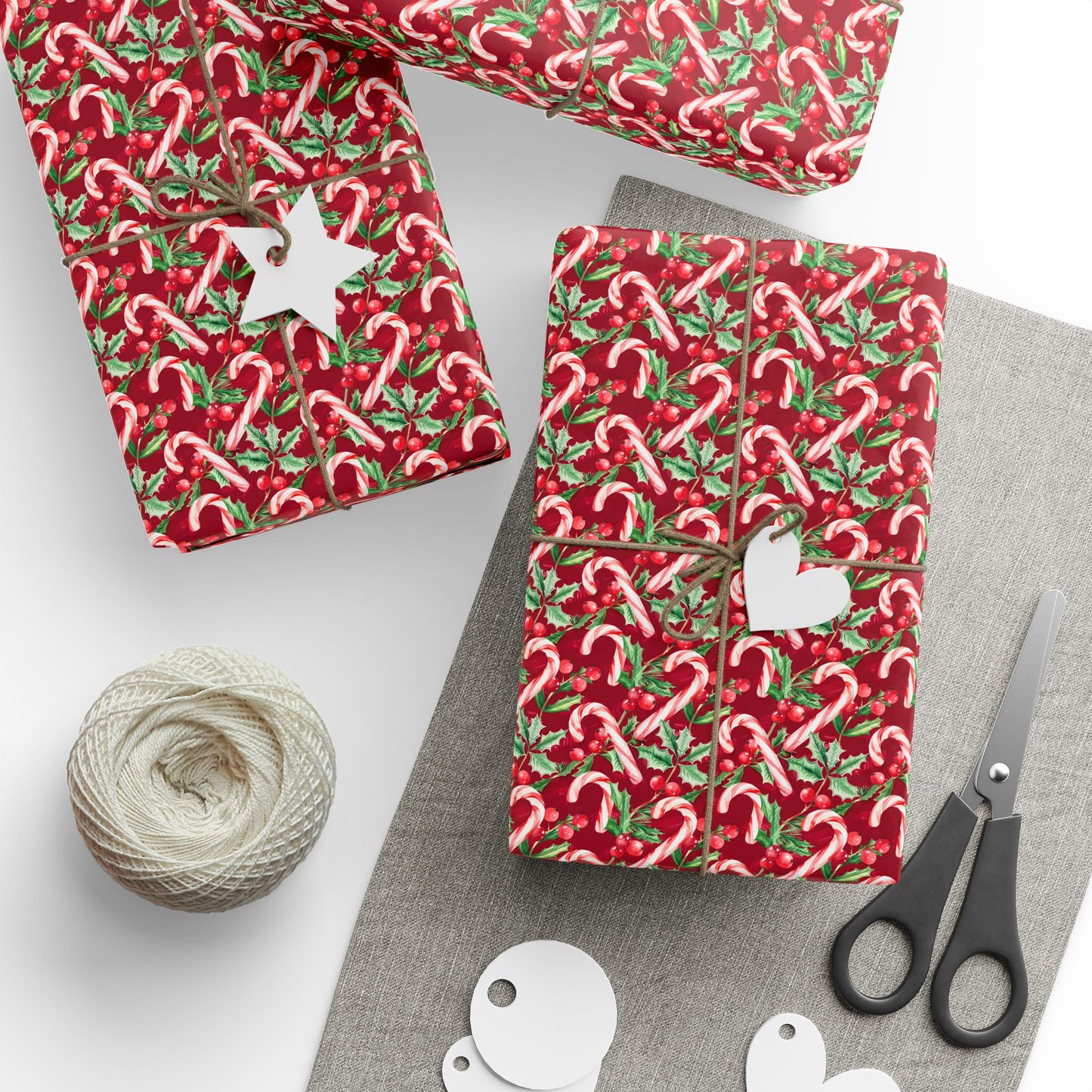 Holiday Cane Craze Wreaths Wrapping Paper