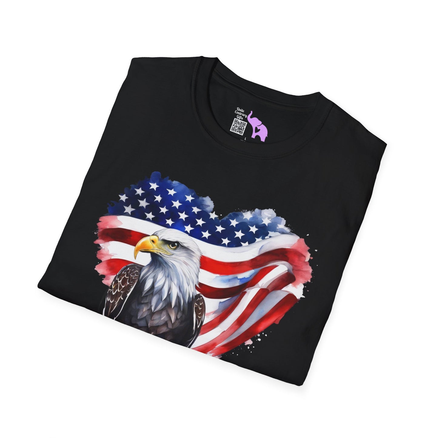 American Flag Heart w/Eagle Adult T-shirt