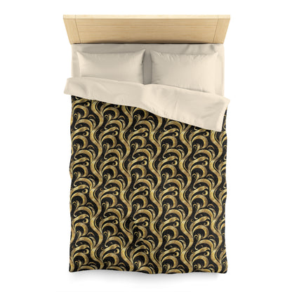 Black & Gold Luxe Swirl Microfiber Duvet Cover