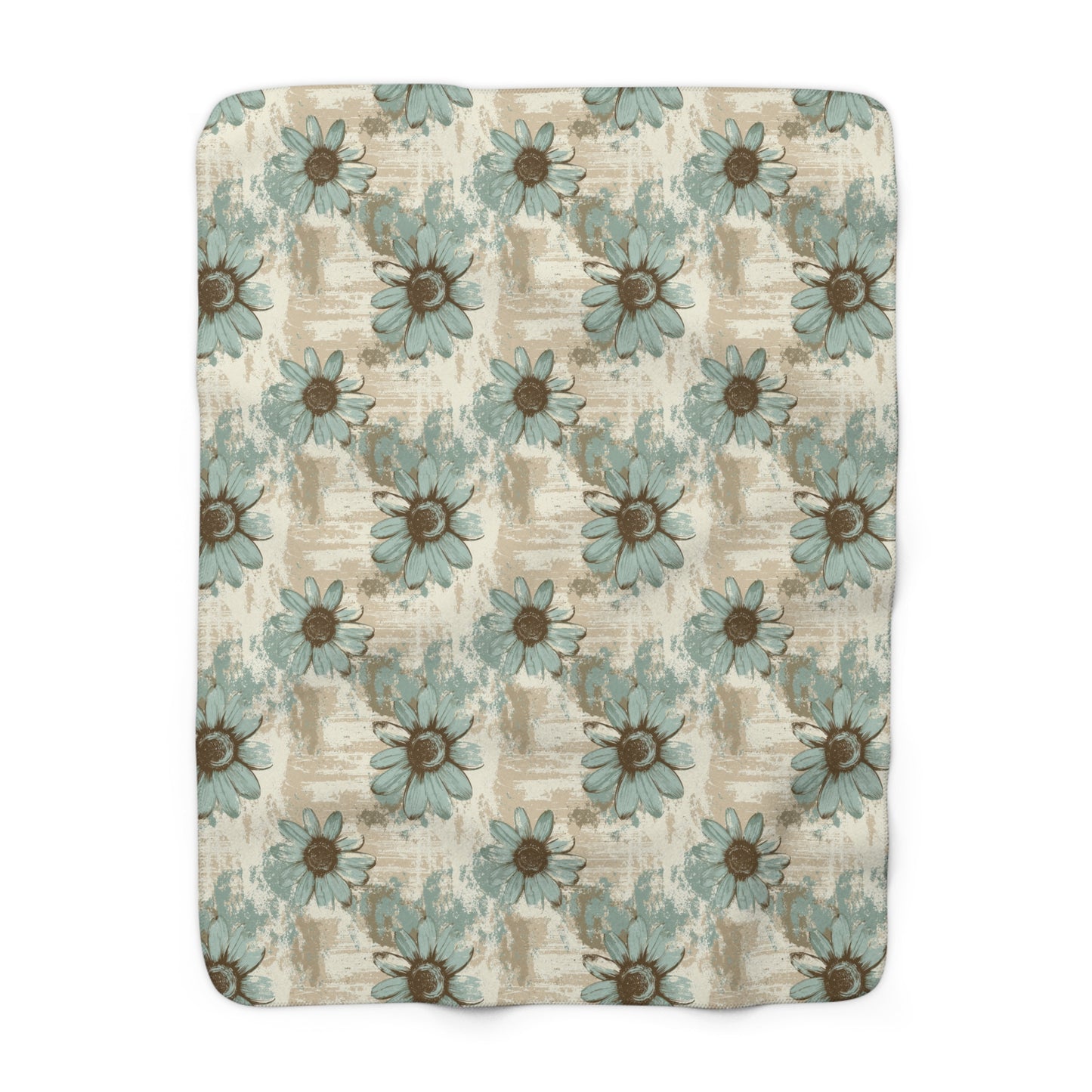 Rustic Teal Daisy Fleece Blanket