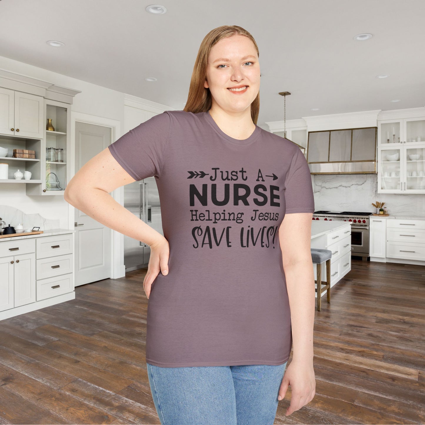 Just A Nurse Helping Jesus Save Lives Adult T-shirt