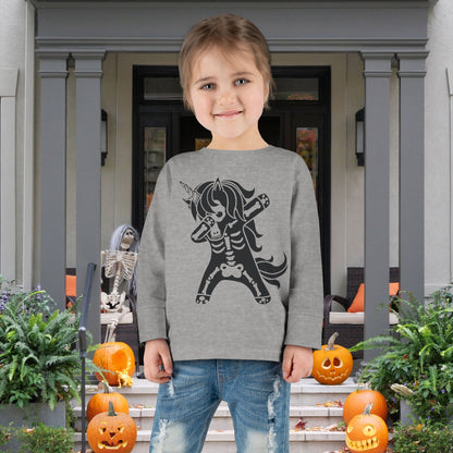 Dabbing Unicorn Skeleton Toddler Long Sleeve Tee