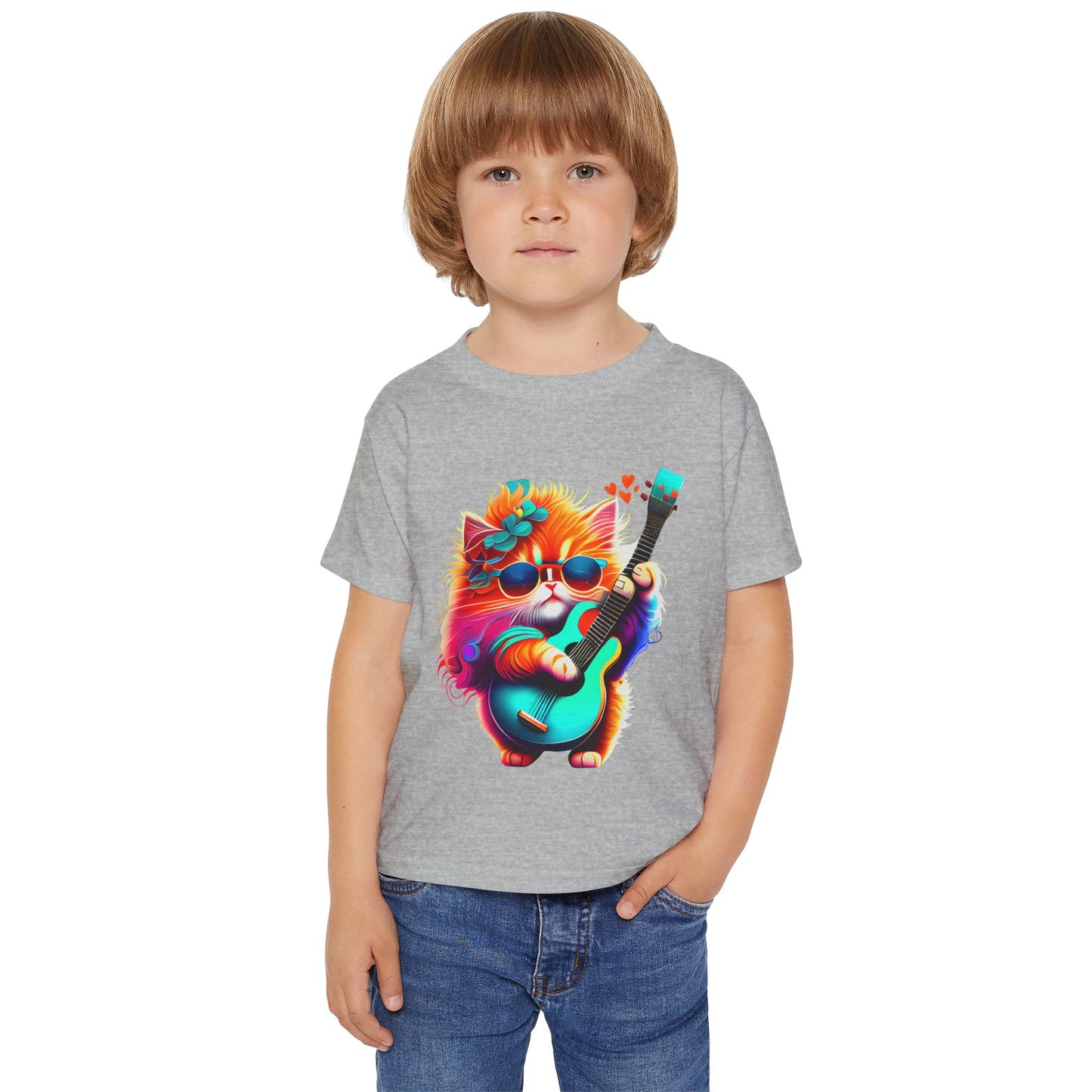 Colorful Guitar Kitten Heavy Cotton™ Toddler T-shirt