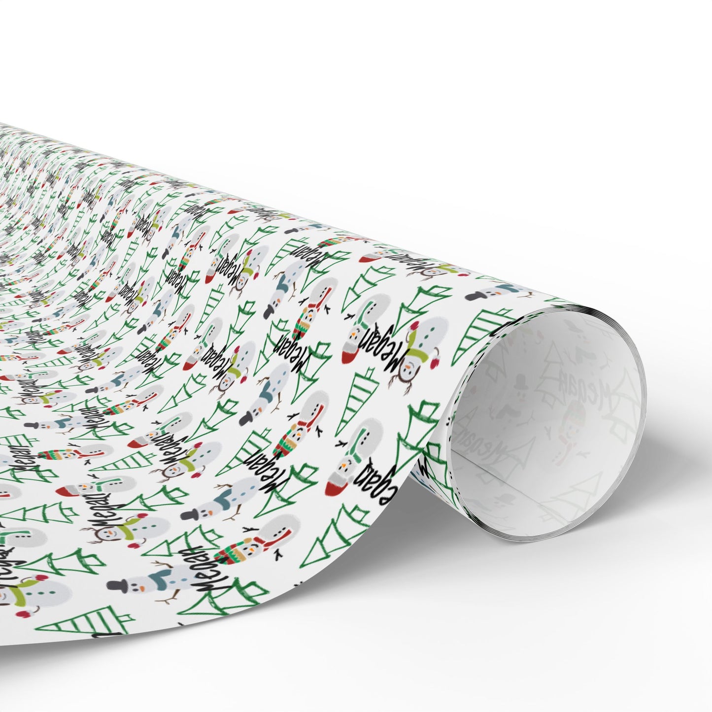 Custom Name Trees & Snowmen Wrapping Papers (Megan)
