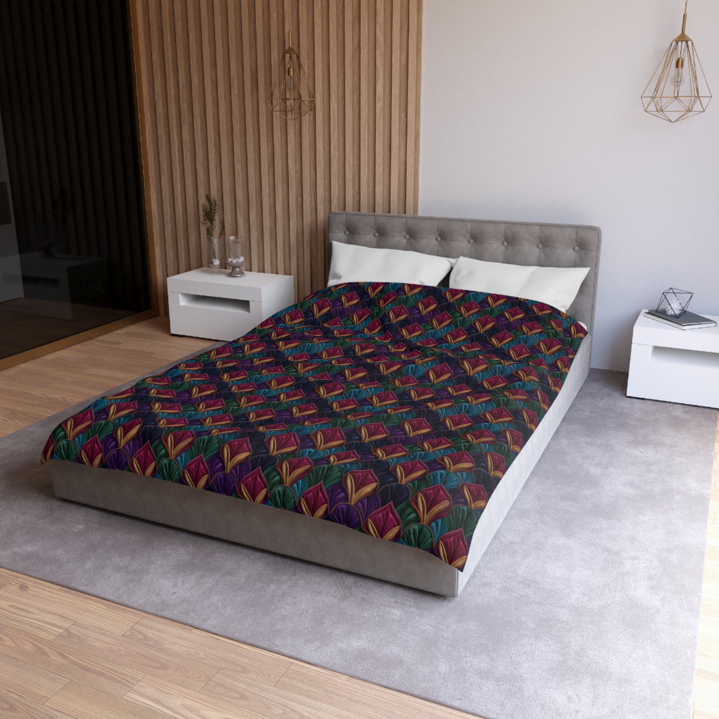 Velvet Night Garden Print Duvet Bedding Set