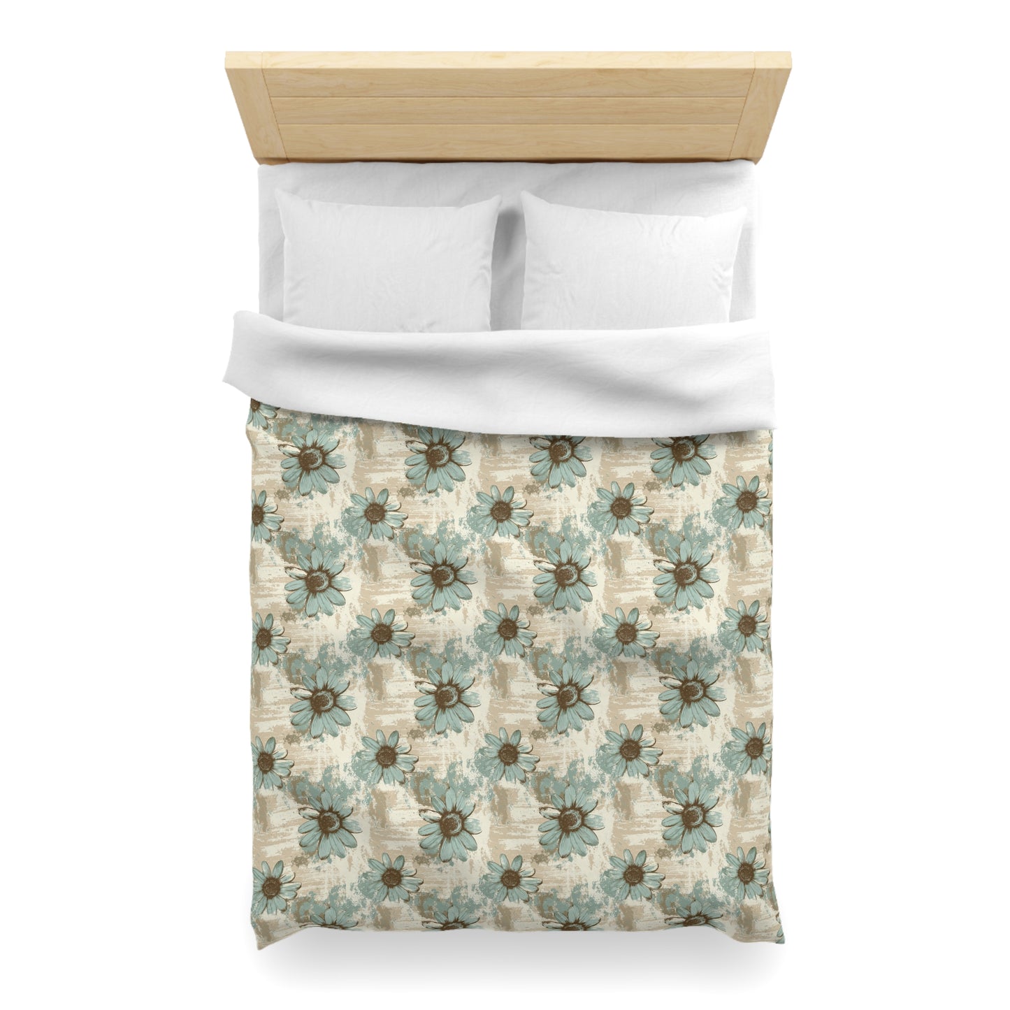 Rustic Teal Daisy Microfiber Duvet Cover