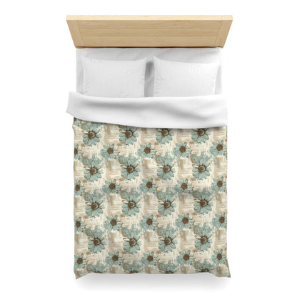 Rustic Teal Daisy Microfiber Duvet Cover