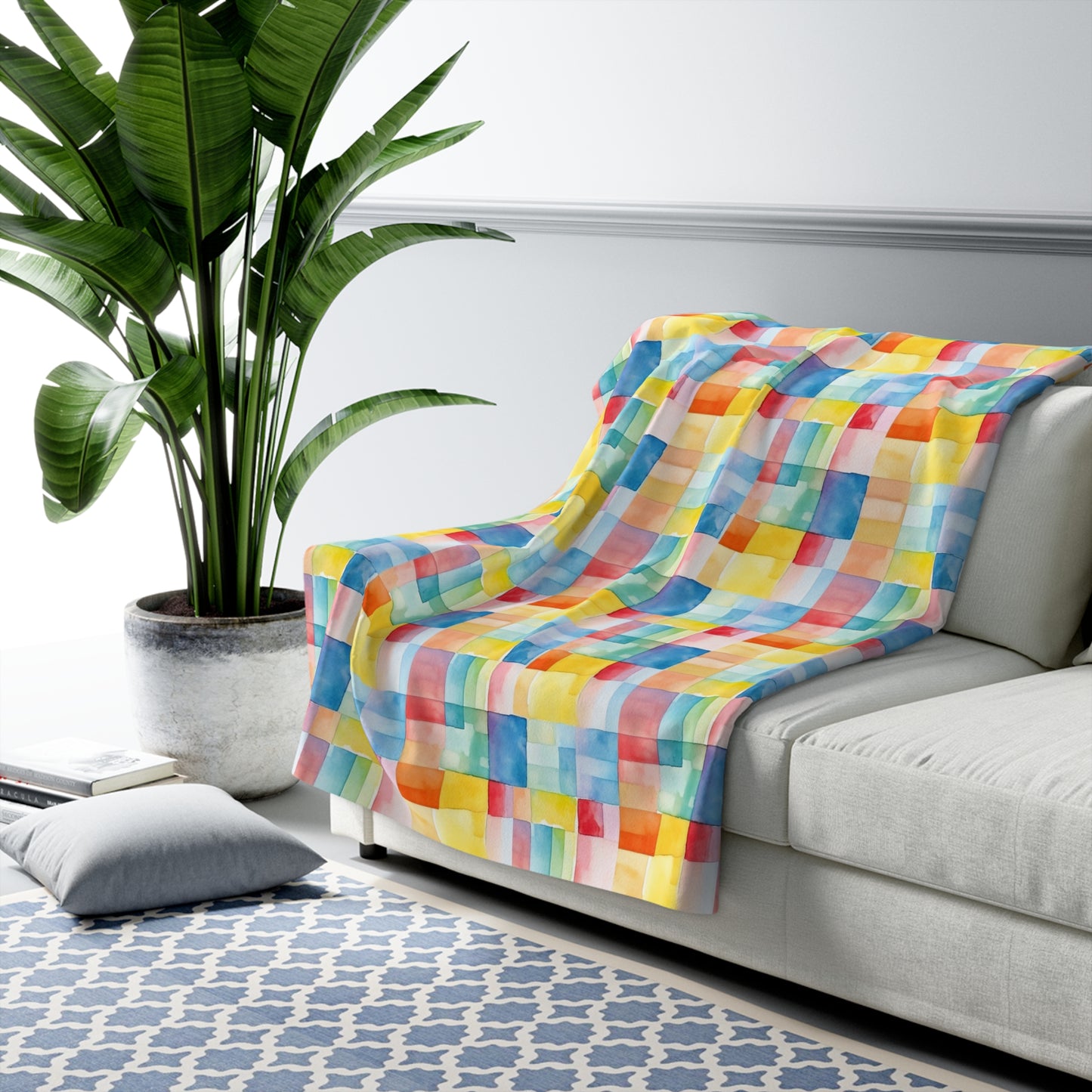 Mosaic Meadows Sherpa Fleece Blanket