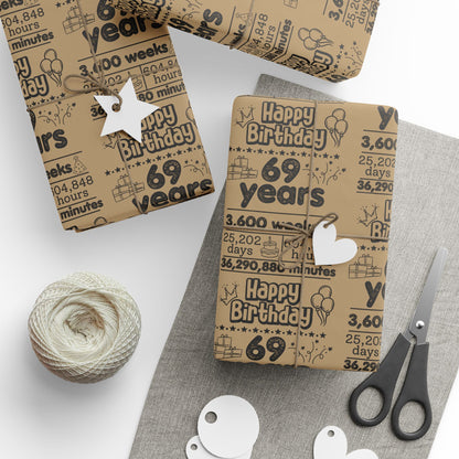 Birthday By The Numbers Wrapping Paper (Ages 41-70)