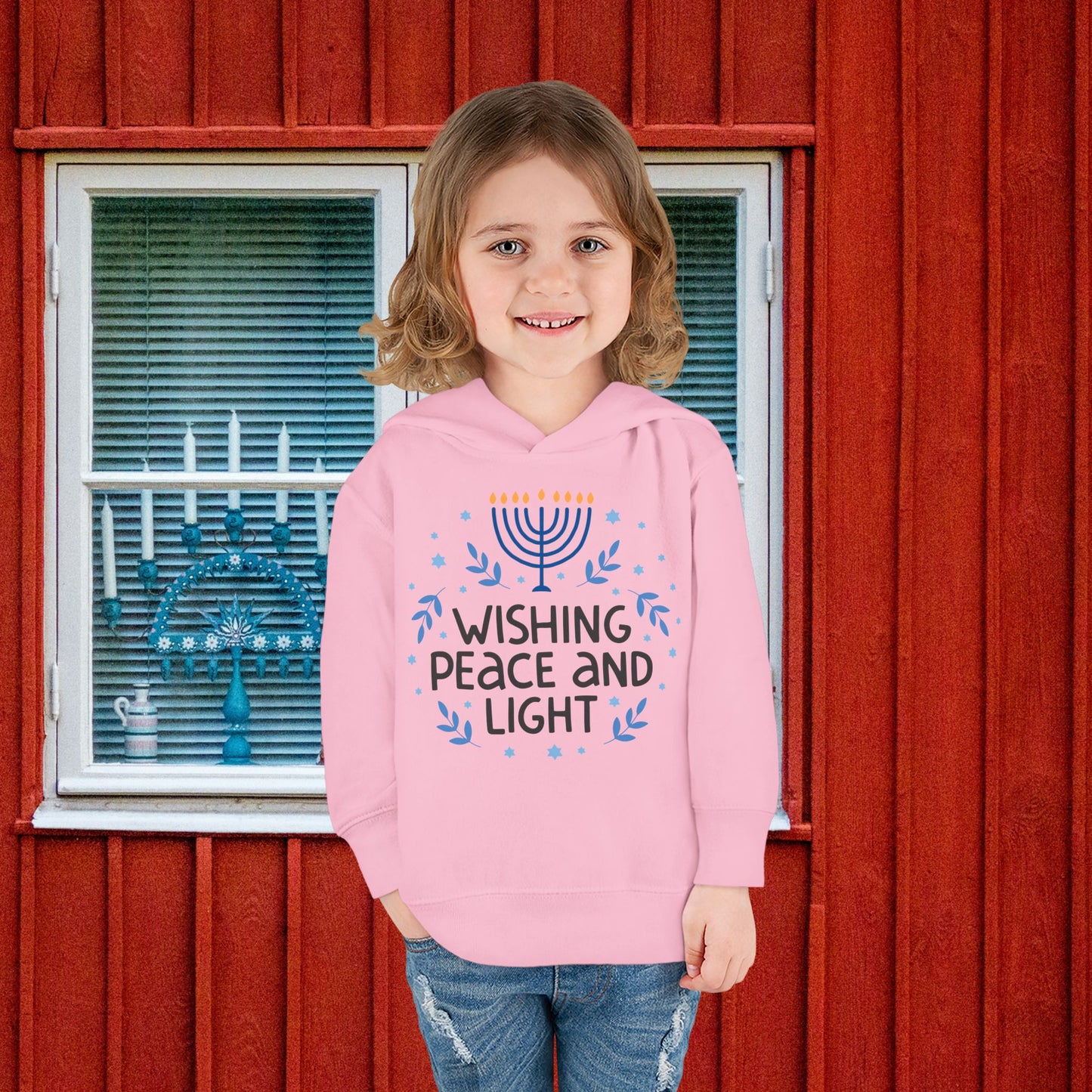 Hanukkah Wishing Peace & Light Toddler Pullover Fleece Hoodie
