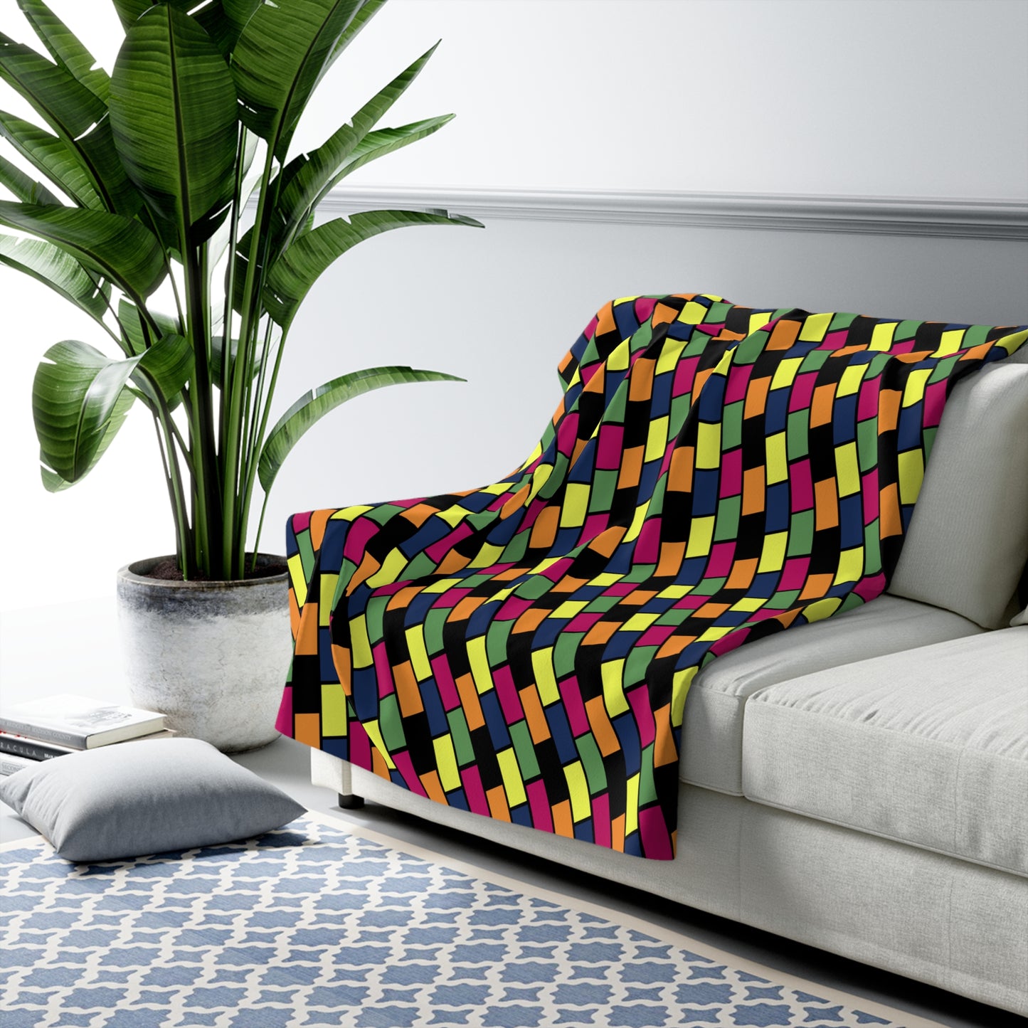 Colorful Bricks Sherpa Fleece Blanket