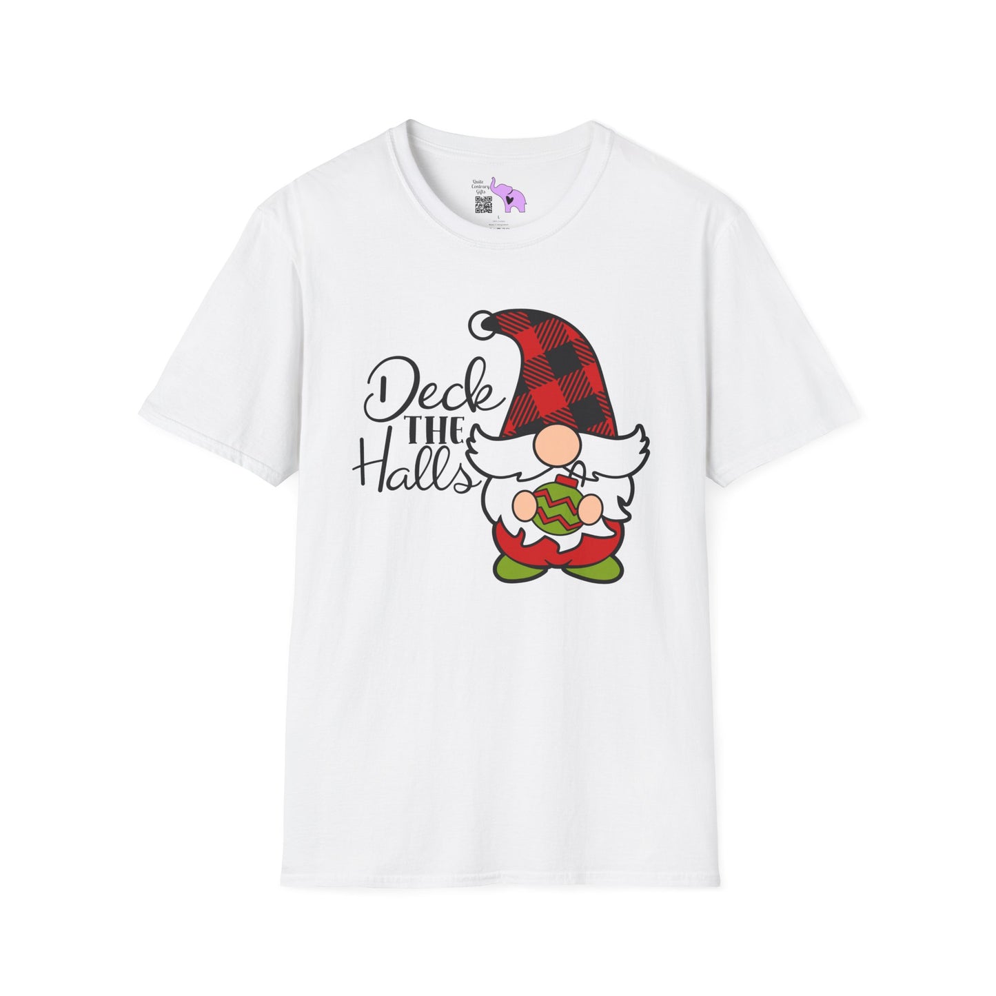 Deck the Halls Plaid Gnome Adult T-shirt