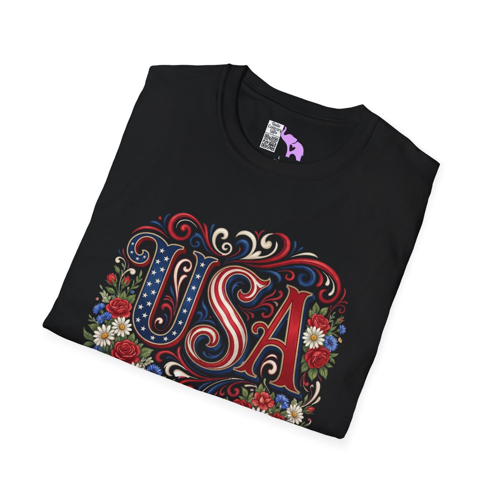 Floral USA 250 Years of Freedom Adult T-shirt