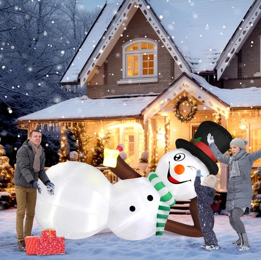 Funny Blow Up Snowman w/Built-in LED Lights