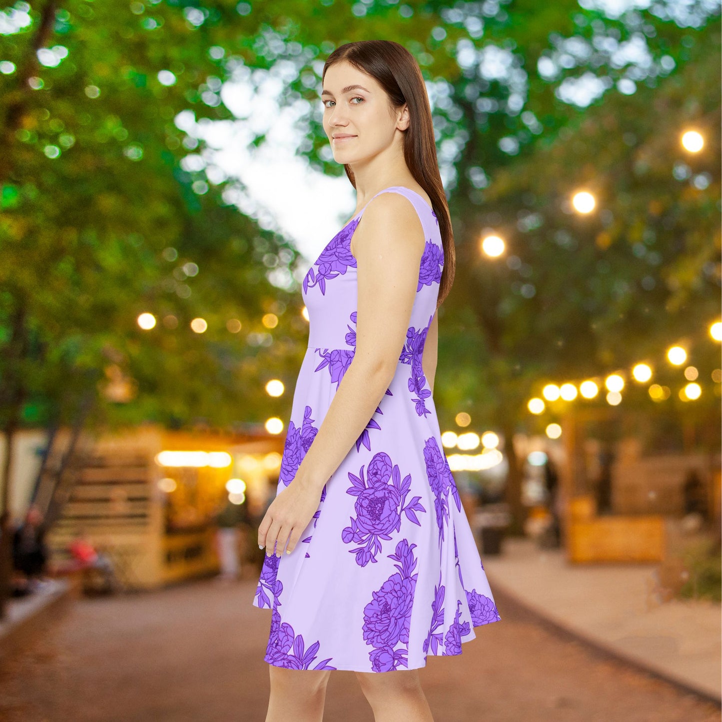 Royal Orchid Peonies Women's Skater Dress