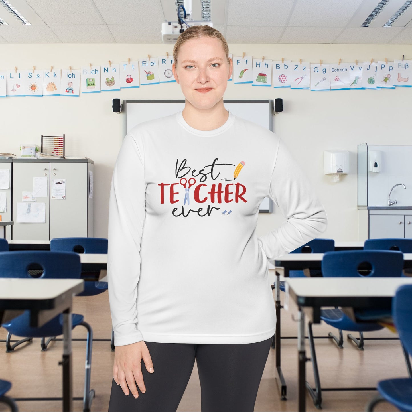Best Teacher Ever Adult Long Sleeve Tee