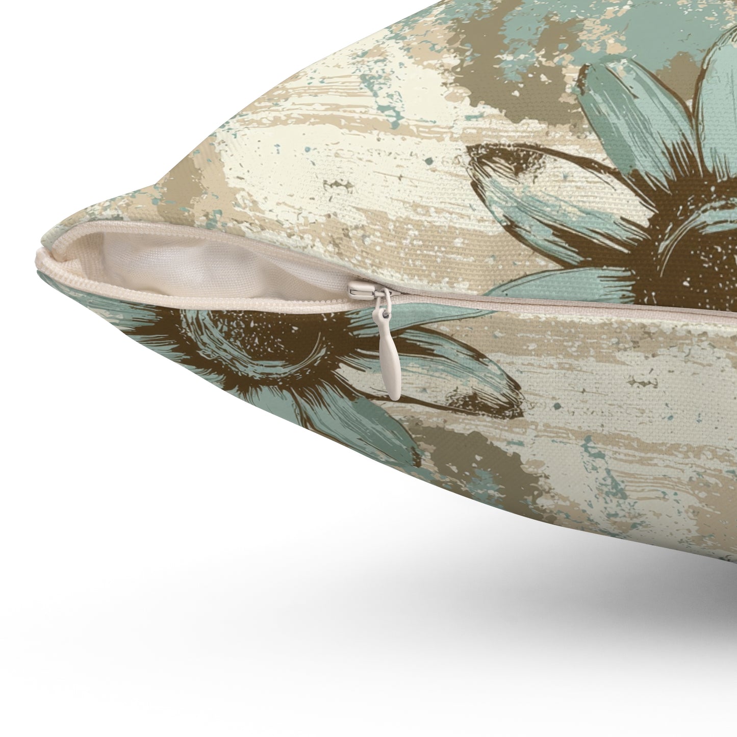 Rustic Teal Daisy Throw Pillow