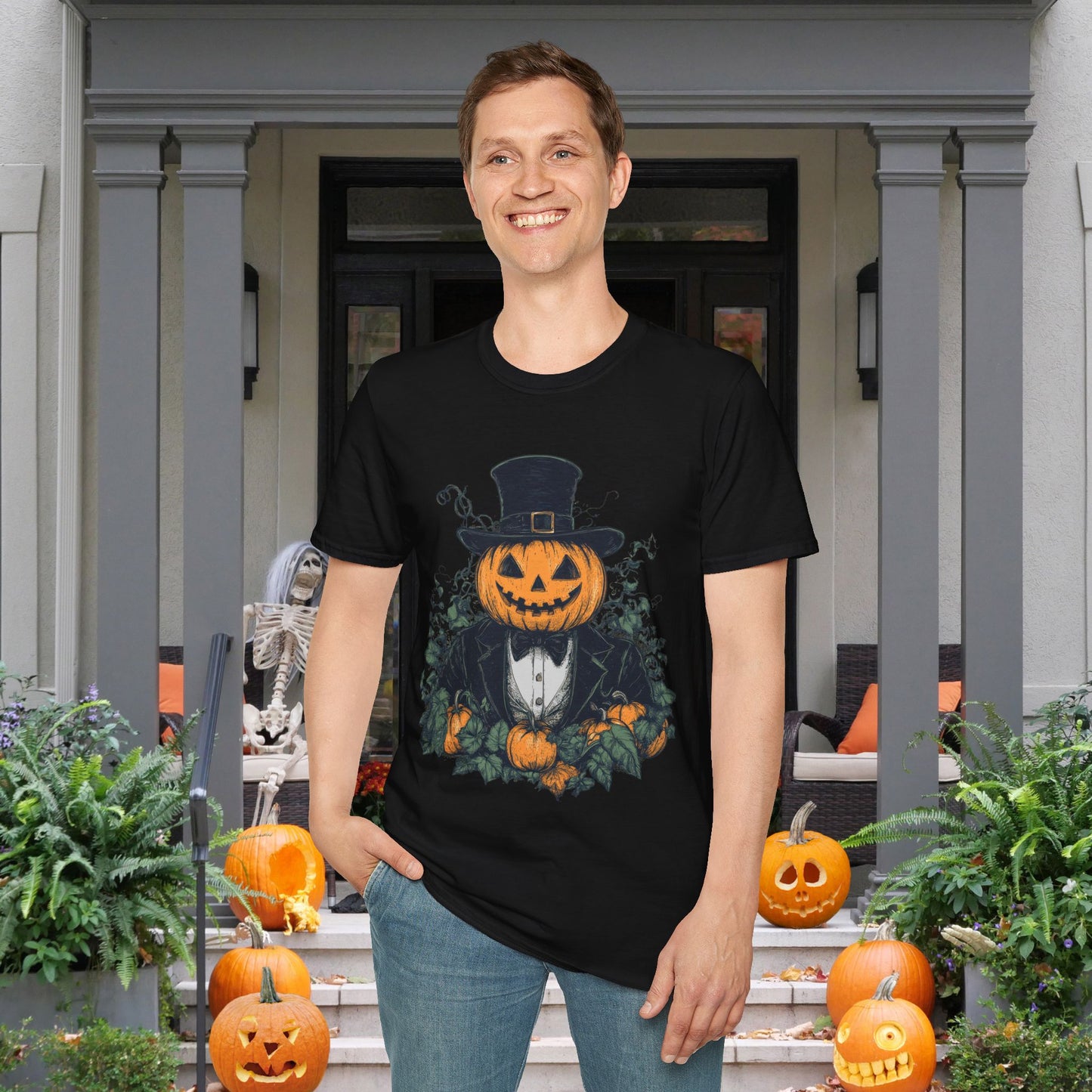 Halloween Pumpkin Man Adult T-shirt