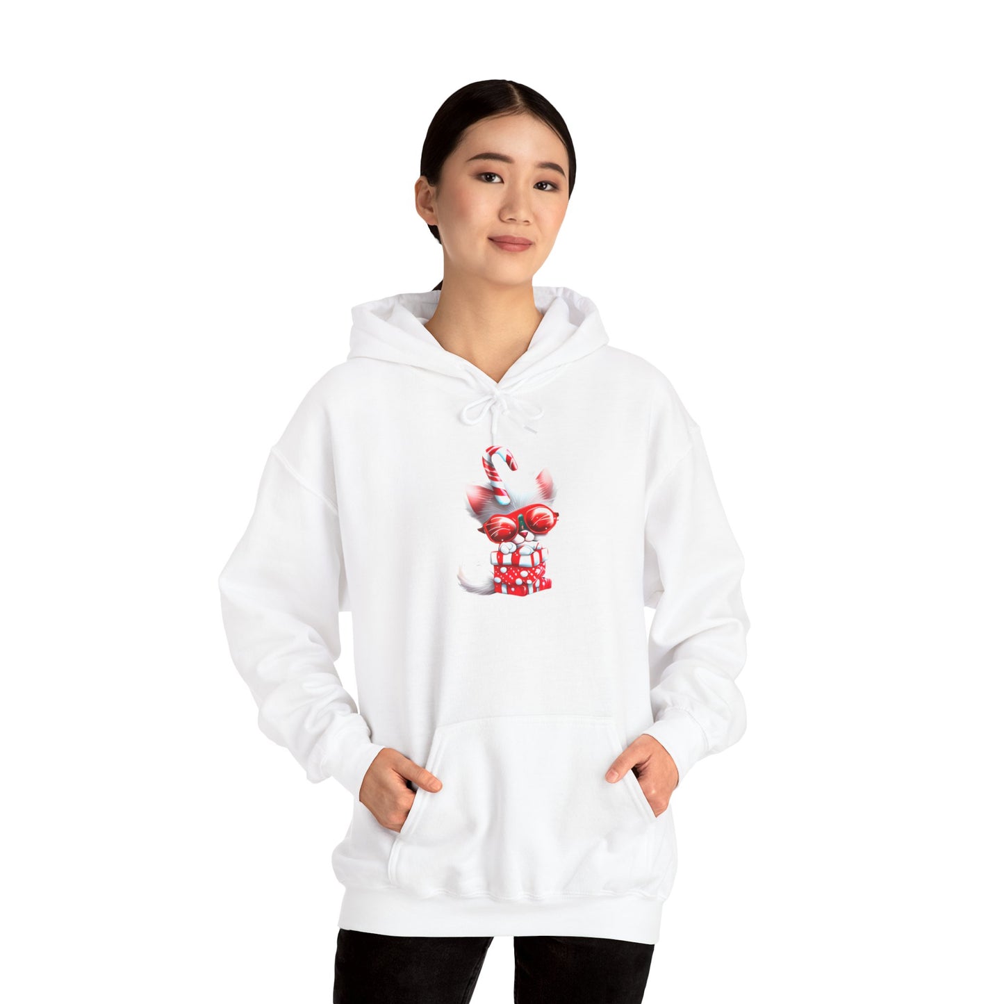 Candy Cane Kitten Heavy Blend™ Hooded Sweatshirt