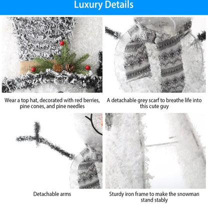 Flocked Snowman LED Decoration – Battery-Powered Holiday Display