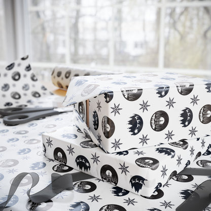 Round Christmas Nights Silhouette Wrapping Paper
