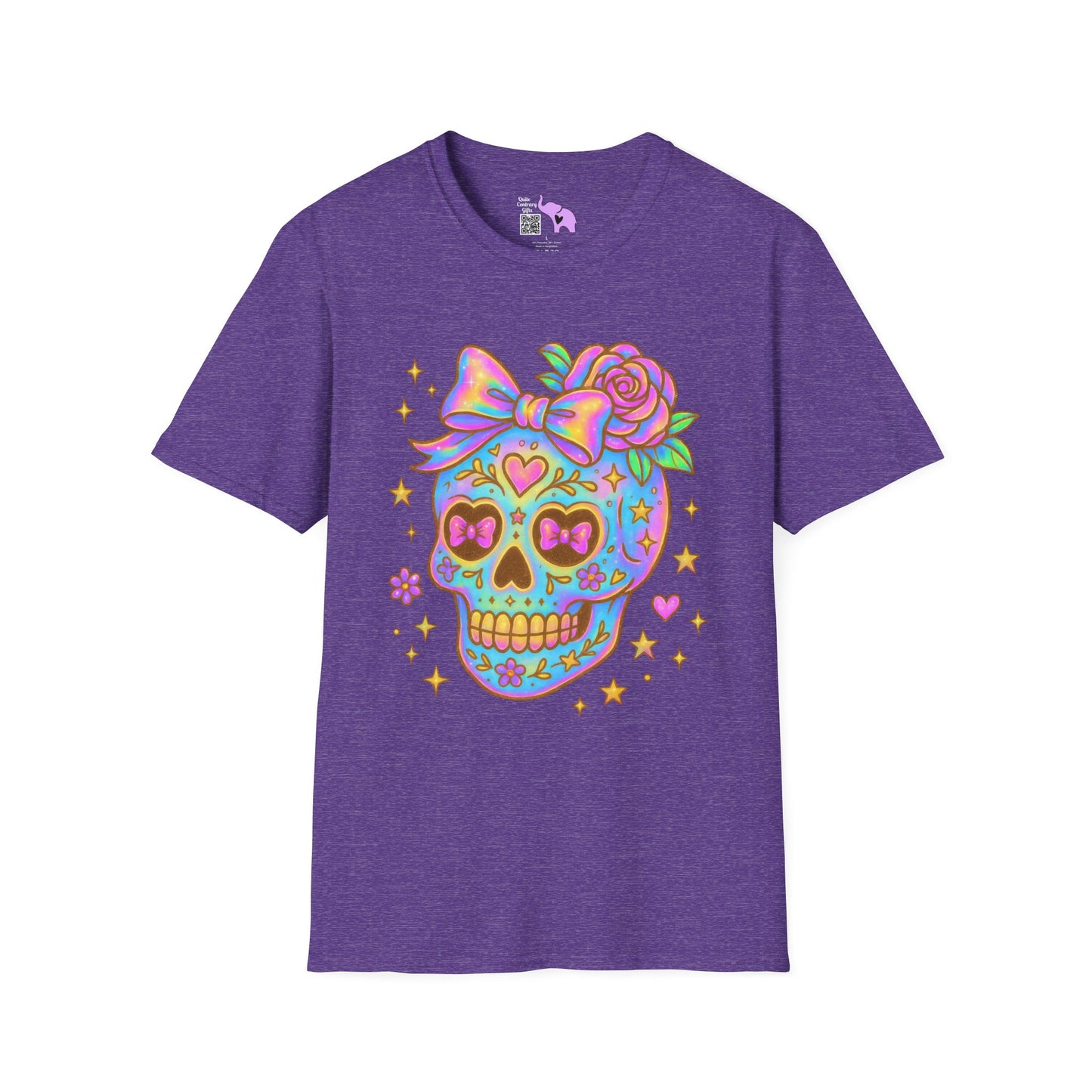 Neon Sugar Skull Adult T-shirt