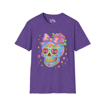 Neon Sugar Skull Adult T-shirt