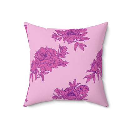 Bubblegum Bloom Peonies Throw Pillow