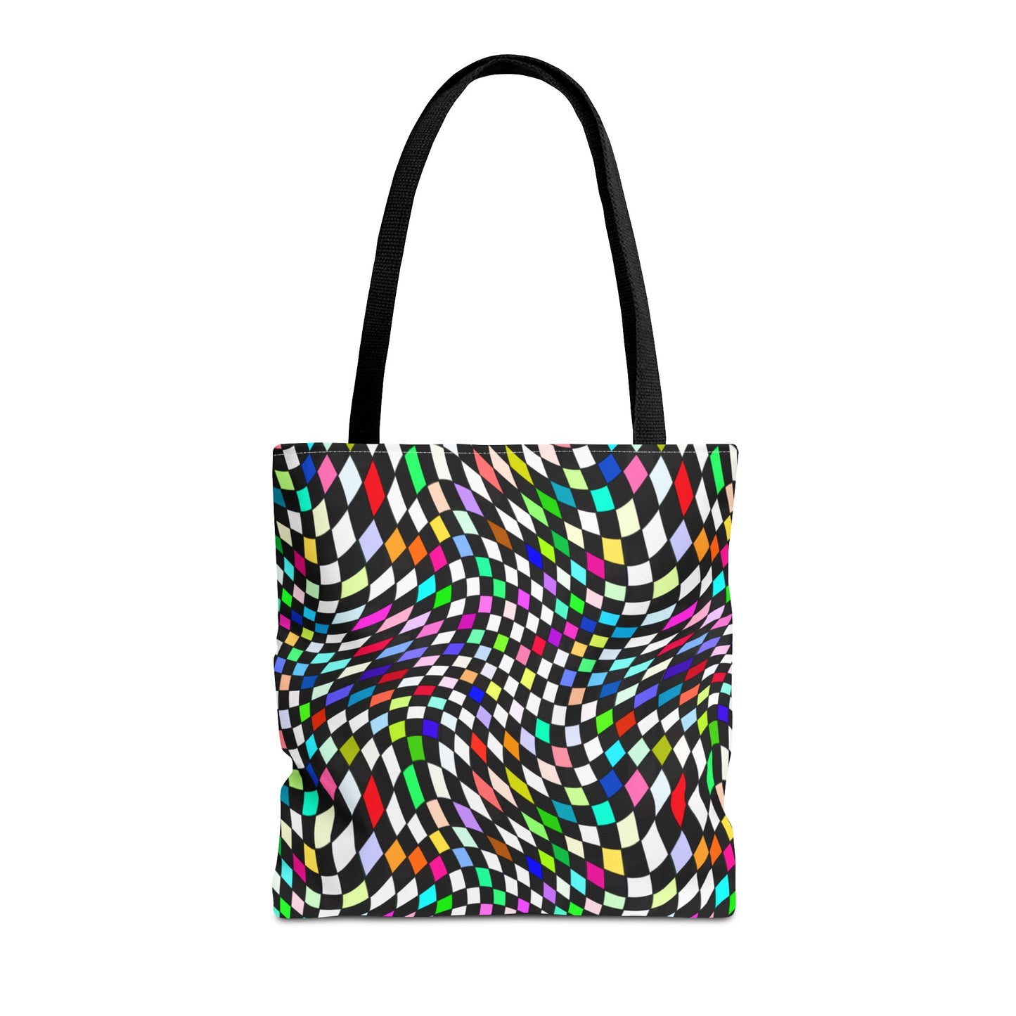 Warped Colorful Checkered Canvas Tote Bag