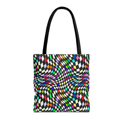 Warped Colorful Checkered Canvas Tote Bag