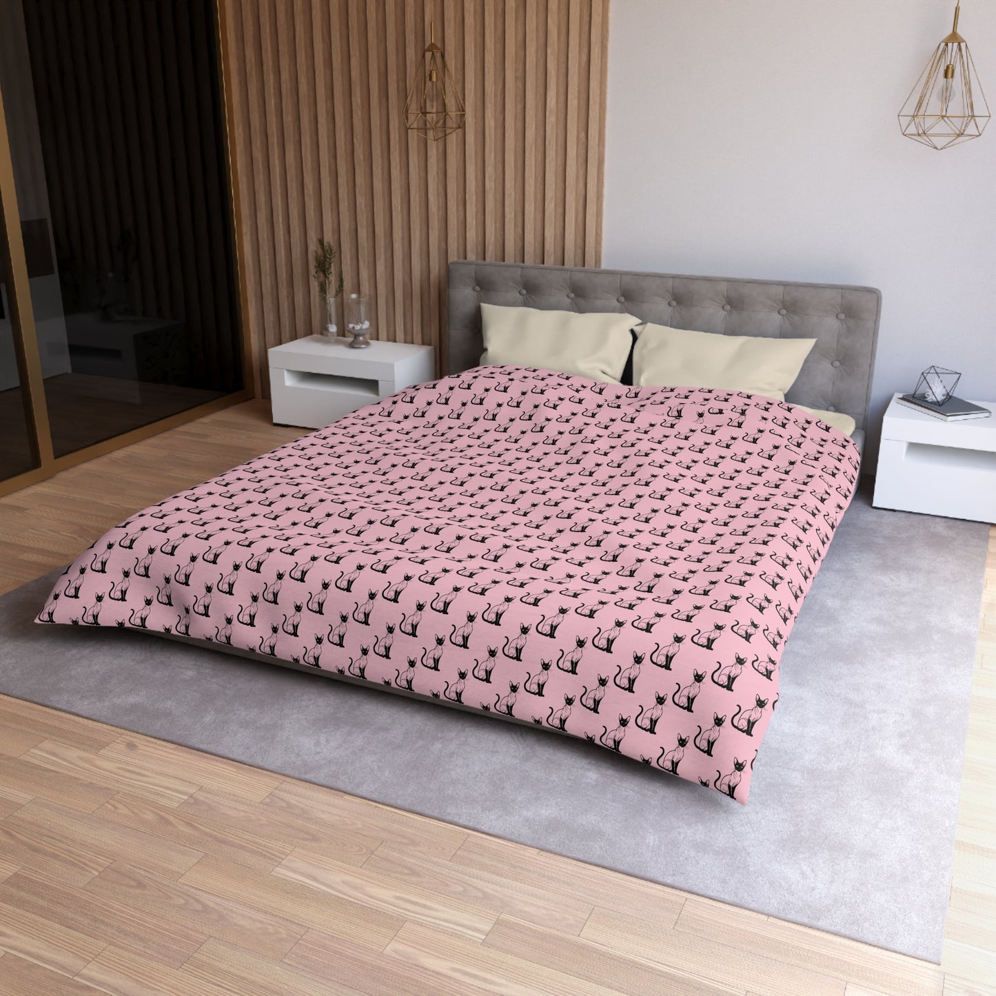 Siamese Charm – Pink Whisper Microfiber Duvet Cover
