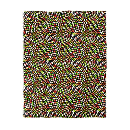 Warped Yellow/Green Checkered Microfiber Duvet Cover