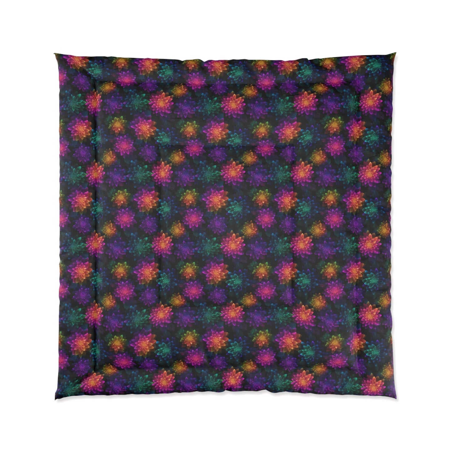Neon Lotus Blooms Comforter