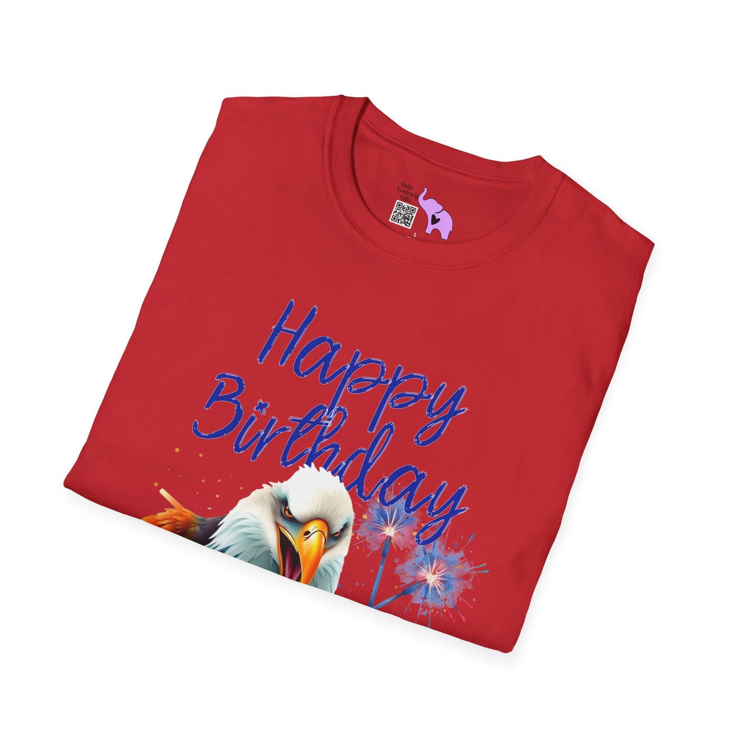 Happy Birthday America (Eagle Eating Cake) Adult T-shirt