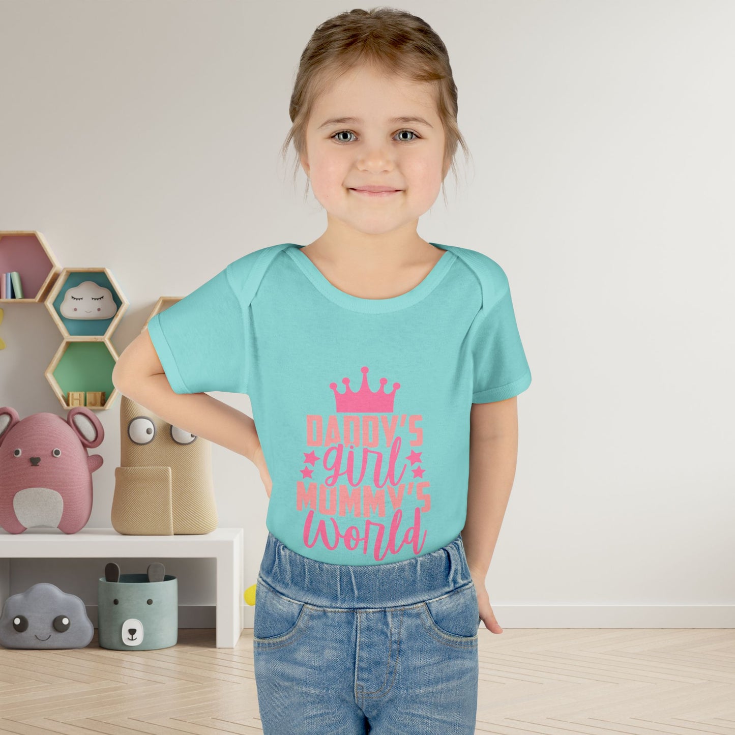 Daddy's Girl Mommy's World Infant Baby Rib Bodysuit