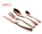 4PCS Set Black Stainless Steel Cutlery Korean Dinnerware Set