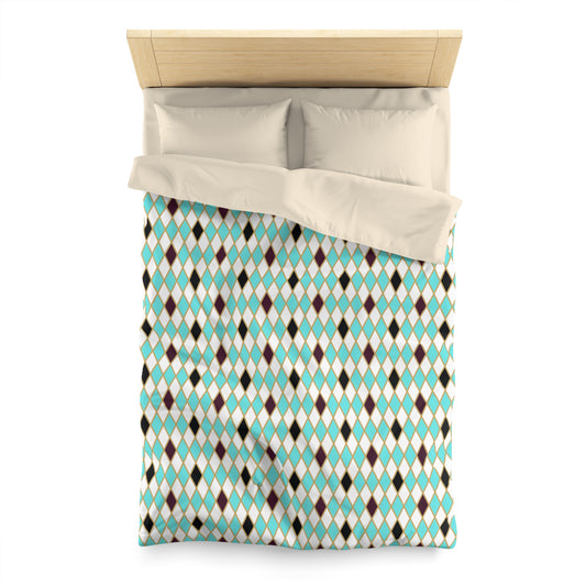 Teal/White Harlequin Microfiber Duvet Cover