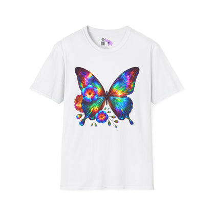 Colorful Butterfly & Flowers Adult T-shirt