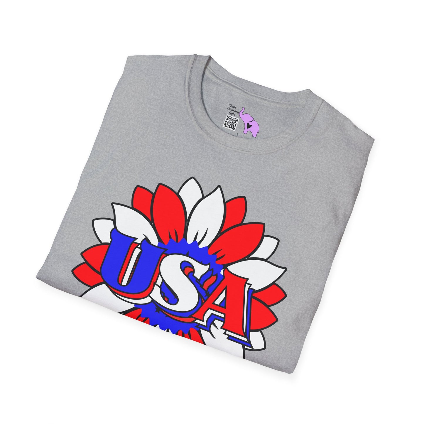 USA Red, White, and Blue Sunflower 2 Adult T-shirt