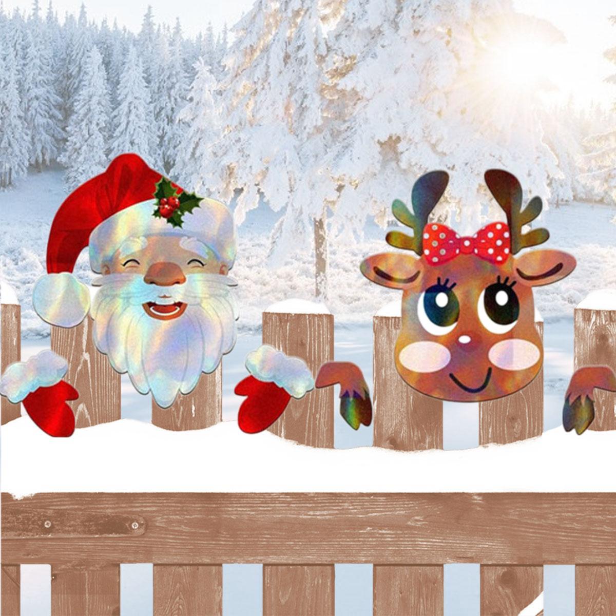 Holiday Outdoor Fence Decoration Set – Santa & Reindeer