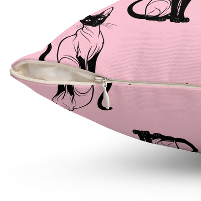 Siamese Charm – Pink Whisper Throw Pillow