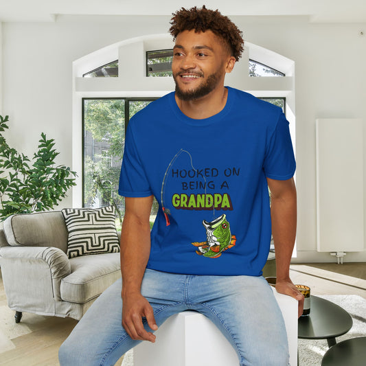 Hooked On Being A Grandpa Adult T-shirt