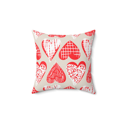Doodle Hearts Throw Pillow