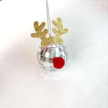 Silver Mirror Reindeer Ornament Set (5 Pcs)