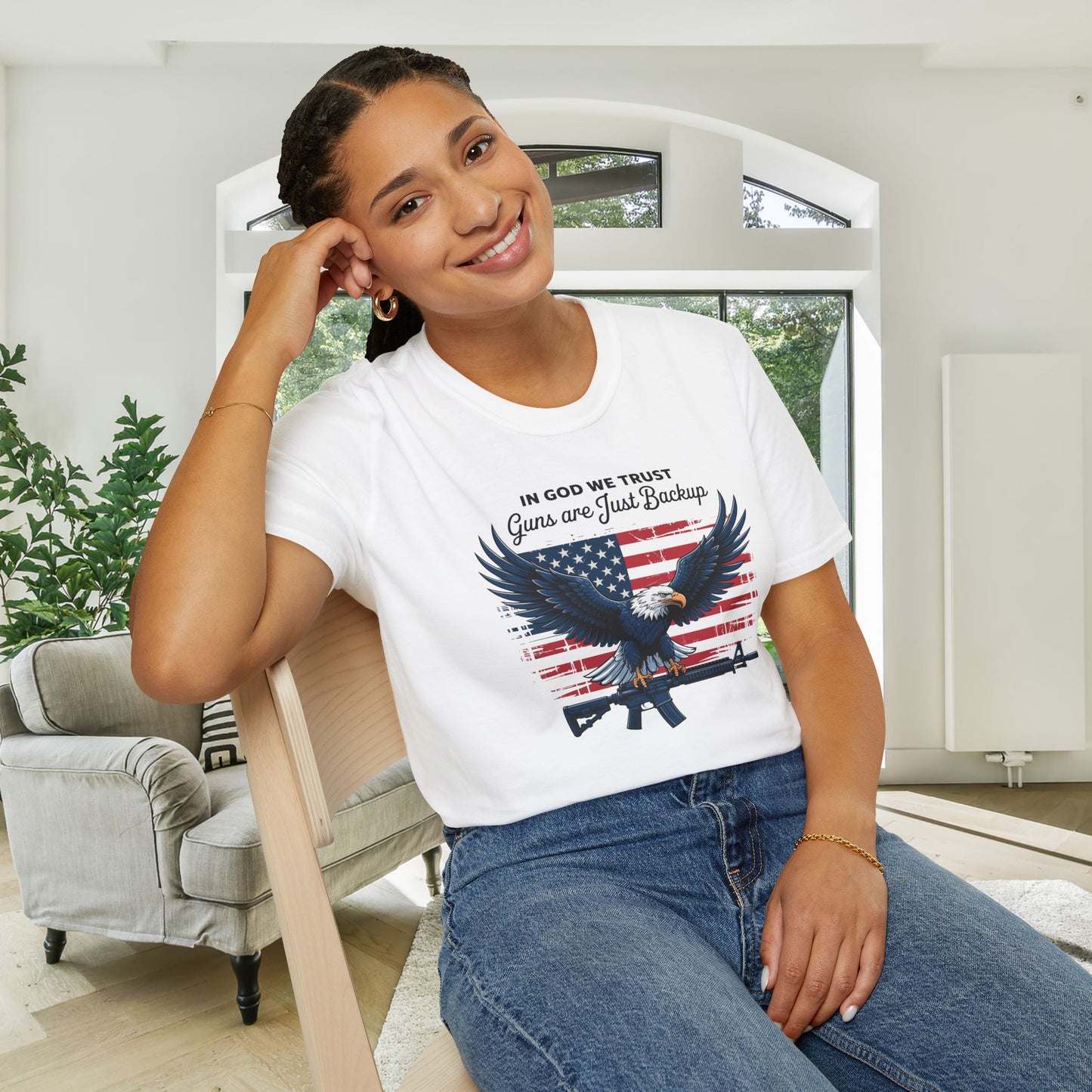 In God We Trust Guns Are Just Backup Adult T-shirt