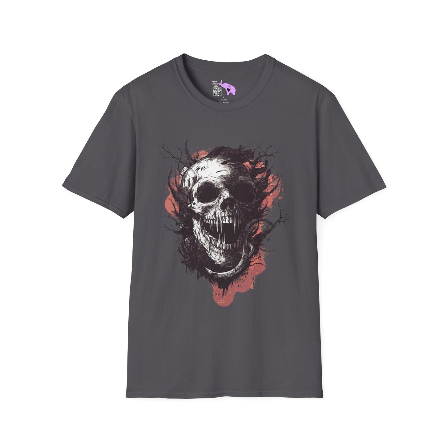 Creepy Skull in Tree Adult T-shirt