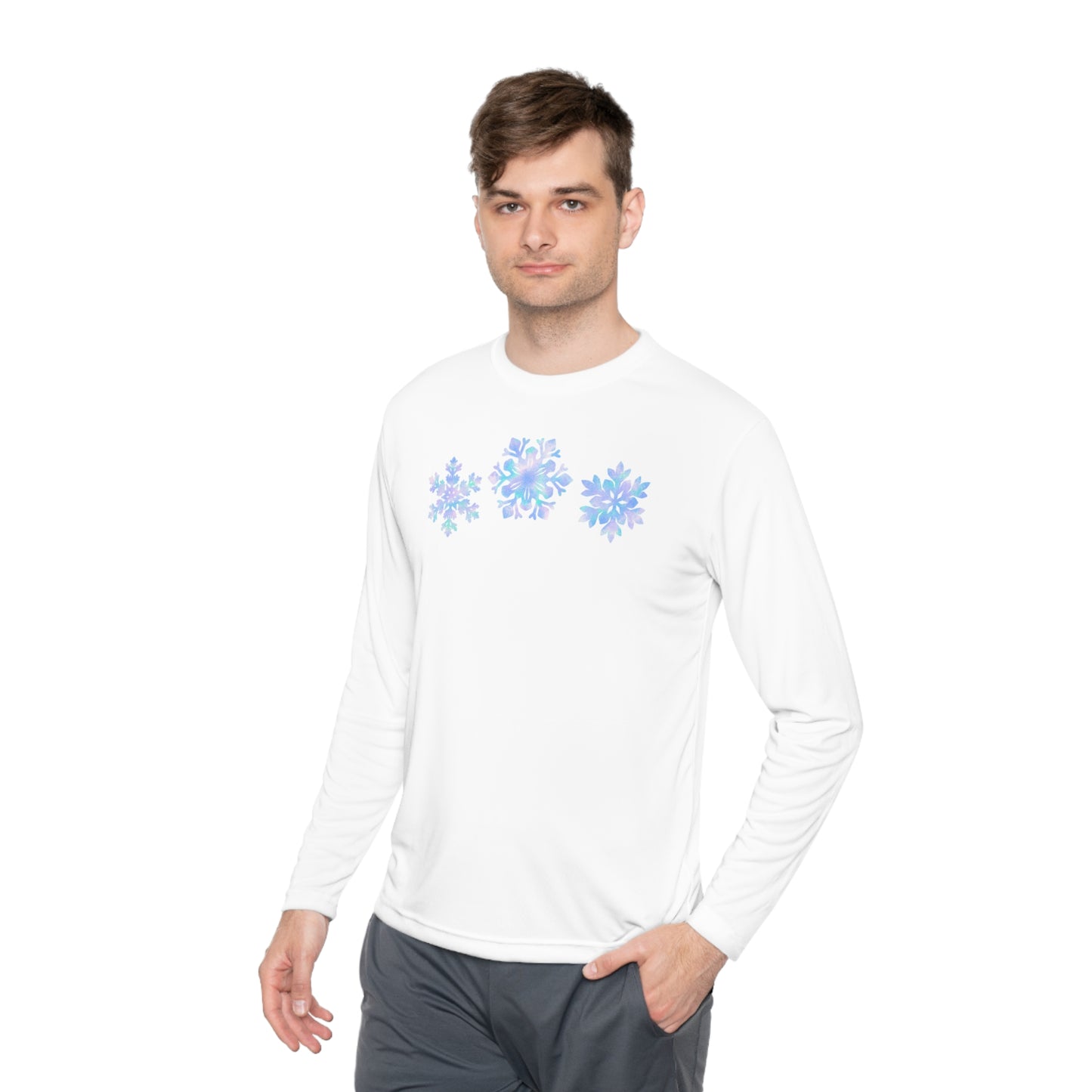 Blue Snowflakes Adult Long Sleeve Tee