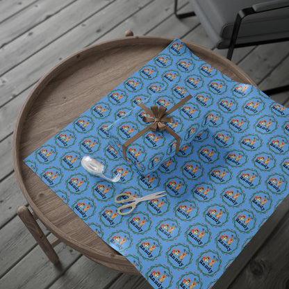 Cute Reindeer Wreath Custom Wrapping Paper (Randy)