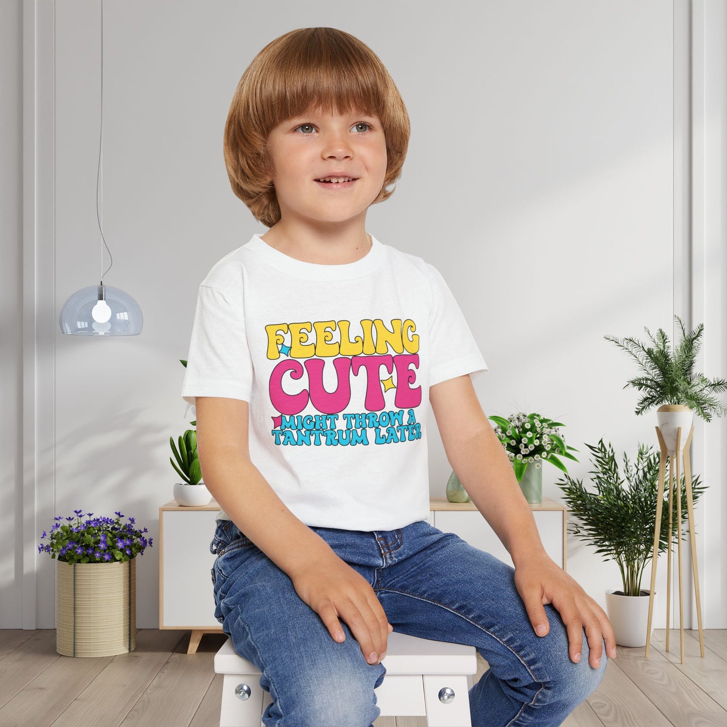 Feeling Cute Might Throw A Tantrum Later Heavy Cotton™ Toddler T-shirt